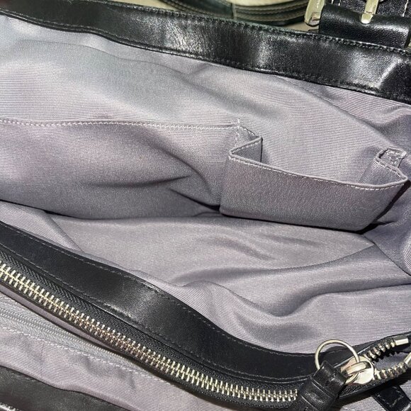Coach Womens Tote Bag Black Adjustable Straps Leather Hardware 3 Compartments - Picture 9 of 16